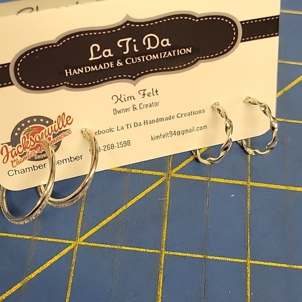 Hoops Silver Tone Earrings Set of 2